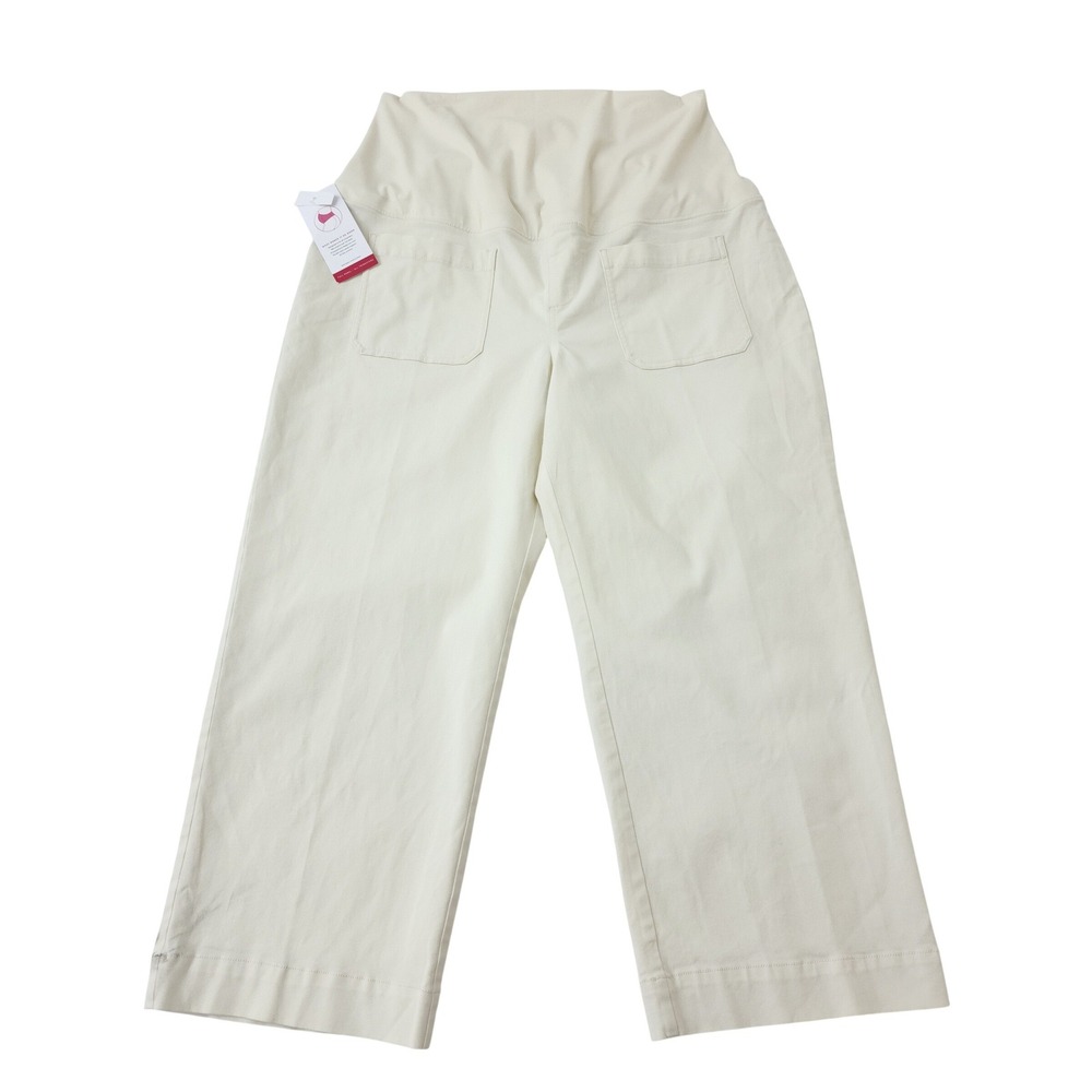 Isabel by Ingrid & Isabel Maternity Pants XL Cream Wide Leg Crossover Panel NWT